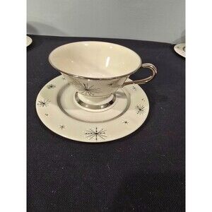 Fine Arts Fine China Romance of the Stars Cup & Saucer USA Platinum Vintage